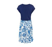 Sommerkleid LASCANA, Damen, Gr. 40, N-Gr, blau (blau, creme bedruckt), Jersey, Obermaterial: 100% Viskose, bedruckt, modisch, figurumspielend ca. Mitte Oberschenkel, Rundhals, Kurzarm, Kleider, mit be