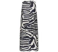 Sommerkleid LASCANA, Damen, Gr. 46, N-Gr, creme, graublau bedruckt, Single Jersey, Obermaterial: 95% Polyester, 5% Elasthan, bedruckt, animal-print, modisch, figurumspielend knieumspielend, Rundhals,