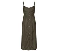 Sommerkleid LASCANA, Damen, Gr. 46, N-Gr, grün (khaki), Web, Obermaterial: 58% Viskose, 28% Baumwolle, 14% Leinen, unifarben, modisch, figurumspielend Midi, V-Ausschnitt, ohne Ärmel, Kleider, aus Lein