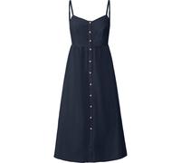 Sommerkleid LASCANA, Damen, Gr. 40, N-Gr, blau (marine), Web, Obermaterial: 58% Viskose, 28% Baumwolle, 14% Leinen, unifarben, figurumspielend Midi, V-Ausschnitt, Kleider Sommerkleid, aus Leinenmix mi