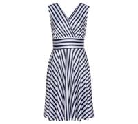 Sommerkleid LASCANA, Damen, Gr. 34, N-Gr, blau (marine, weiß, gestreift), Jersey, Obermaterial: 95% Polyester, 5% Elasthan, figurumspielend kniefrei, V-Ausschnitt, Kleider Sommerkleid, mit Streifenpri