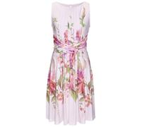 Sommerkleid LASCANA "aus glatter bügelfreier Ware mit Blumendruck", Damen, Gr. 44, N-Gr, rosé bedruckt, Stoff, Obermaterial: 95% Polyester, 5% Elasthan, bedruckt, geblümt, festlich, figurumspielend kn