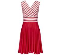 Sommerkleid LASCANA, Damen, Gr. 34, N-Gr, weiß, rot gestreift, Single Jersey, Obermaterial: 95% Polyester, 5% Elasthan, gestreift, unifarben, modisch, figurumspielend kniefrei, tiefer V-Ausschnitt, Kl