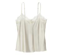 Spitzentop LASCANA "Alana", Damen, Gr. 44/46, beige (champagne), Spitze, Obermaterial: 87% Seide, 7% Polyamid, 6% Elasthan, feminin, tiefer V-Ausschnitt, Tops, aus edler Qualität mit hohem Seidenantei