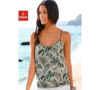 LASCANA Spaghettitop, (2er-Pack), mit Gummizug am Saum 40/42 grün Damen Trägertops Tops Spaghettitop 40/42 grün, bedruckt, mint