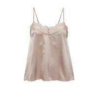 Spaghettitop LASCANA "Alana", Damen, Gr. 32/34, beige (sand), Spitze, Obermaterial: 87% Seide, 7% Polyamid, 6% Elasthan, tiefer V-Ausschnitt, Tops, aus edler Qualität mit hohem Seidenanteil, Dessous (
