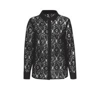 Spitzenbluse LASCANA Gr. 38, schwarz, Damen, Spitze, Obermaterial: 55% Baumwolle, 45% Polyamid. Einsatz: 100% Viskose, unifarben, Blusen, mit Hemdblusenkragen, Spitzenbluse, transparente Bluse, festli