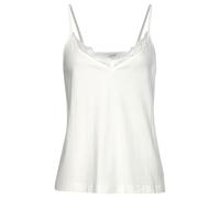 Spitzentop LASCANA, Damen, Gr. 44/46, beige (ecru), Single Jersey, Obermaterial: 50% Baumwolle, 50% Viskose, unifarben, bequem hüftlang, V-Ausschnitt, Tops, mit Spitzeneinsatz am V-Ausschnitt (6201671