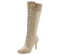 Stiefel LASCANA "Stiefelette, Langer Stiefel" Gr. 38, beige, Damen, Obermaterial: 100% Lederimitat. Futter: 100% Lederimitat. Decksohle: 100% Lederimitat. Laufsohle: 100% Synthetik, unifarben mit Farb