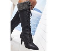 Stiefel LASCANA "Stiefelette, Langer Stiefel", Damen, Gr. 42, schwarz, Obermaterial: 100% Lederimitat. Futter: 100% Lederimitat. Decksohle: 100% Lederimitat. Laufsohle: 100% Synthetik, unifarben mit F