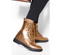 Stiefelette LASCANA, Damen, Gr. 35, braun (bronzefarben), Obermaterial: 100% Lederimitat. Decksohle: 100% Textilmaterial. Futter: 100% Textilmaterial. Laufsohle: 100% Synthetik, metallic, unifarben, B