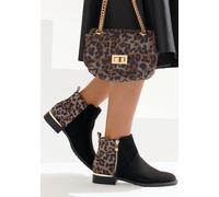 Stiefelette LASCANA "Ankle Boots, Stiefel", Damen, Gr. 38, schwarz (schwarz, leo), Obermaterial: 100% Textilmaterial. Futter: 100% Textilmaterial. Decksohle: 100% Textilmaterial. Laufsohle: 100% Synth