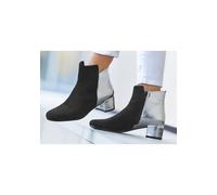 Stiefelette LASCANA Gr. 36, schwarz (schwarz, silber), Damen, Obermaterial: 80% Textilmaterial, 20% Lederimitat. Futter: 100% Lederimitat. Decksohle: 100% Lederimitat. Laufsohle: 100% Synthetik, mehrf