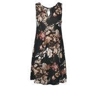 Strandkleid LASCANA "mit Ringdetail am Ausschnitt, Jerseykleid", Damen, Gr. 38, N-Gr, bunt (bedruckt, bedruckt), Jersey, Obermaterial: 100% Viskose, bedruckt, figurumspielend kniefrei, Rundhals, Kleid