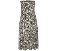 Strandkleid LASCANA, Damen, Gr. 36, N-Gr, beige (beige, schwarz bedruckt), Single Jersey, Obermaterial: 95% Viskose, 5% Elasthan, bedruckt, figurumspielend knielang, Kleider Strandkleid, mit verschied