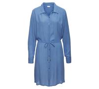 Strandkleid LASCANA "in leichter Crepe-Qualität mit variablem Tunnelzug in der Taille", Damen, Gr. 44, N-Gr, blau, Crêpe, Obermaterial: 100% Viskose, unifarben, figurumspielend kniefrei, ohne Ausschni