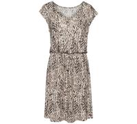 Strandkleid LASCANA, Damen, Gr. 34, N-Gr, braun (braun bedruckt), Jersey, Obermaterial: 100% Viskose, bedruckt, modisch, figurumspielend kniefrei, V-Ausschnitt, Kurzarm Flügelärmel, Kleider, mit Allov