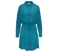 Strandkleid LASCANA "in leichter Crepe-Qualität mit variablem Tunnelzug in der Taille", Damen, Gr. 36, N-Gr, petrol, Crêpe, Obermaterial: 100% Viskose, unifarben, figurumspielend kniefrei, ohne Aussch