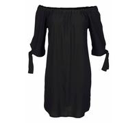 Blusenkleid LASCANA Gr. 34, N-Gr, schwarz Damen Kleider Strandkleider mit Carmenausschnitt und 34-Ärmeln, Sommerkleid, Strandkleid, Basic (10593816-34)