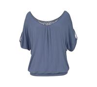 LASCANA Strandshirt mit Häkeleinsatz am Rücken, rauchblau