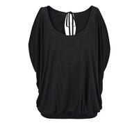 Strandshirt LASCANA, Damen, Gr. 36/38, schwarz, Jersey, Obermaterial: 100% Viskose, casual, figurumspielend, Kurzarm, Shirts, mit Schulterschlitzen, Kurzarmshirt, Longshirt, schulterfrei (770148-36) s