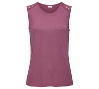 Strandtop LASCANA, Damen, Gr. 40/42, lila (bordeaux), Single Jersey, Obermaterial: 100% Viskose, unifarben, figurumspielend hüftlang, Rundhals, Tops Strandtop, mit Zierknöpfen, Sommertop, Basic (45206