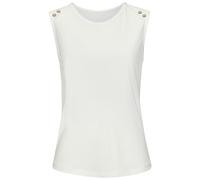 Strandtop LASCANA, Damen, Gr. 36/38, beige (creme), Single Jersey, Obermaterial: 100% Viskose, unifarben, modisch, figurumspielend hüftlang, Rundhals, ohne Ärmel, Tops, mit Zierknöpfen, Sommertop, Bas