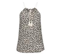 Strandtop LASCANA, Damen, Gr. 44/46, schwarz (schwarz beige), Jersey, Obermaterial: 100% Viskose, bedruckt, modisch, figurumspielend hüftlang, amerikanischer Ausschnitt, ohne Ärmel, Tops, mit Allover-