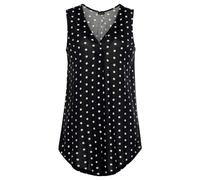 Strandtop LASCANA, Damen, Gr. 40/42, schwarz-weiß (schwarz, weiß, gepunktet), Jersey, Obermaterial: 100% Viskose, gepunktet, figurumspielend hüftbedeckend, V-Ausschnitt, Tops Strandtop, mit Pünktchend