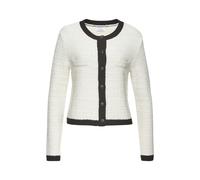 Strickjacke LASCANA Gr. 40/42, schwarz (creme, schwarz), Damen, Strick, Obermaterial: 37% Polyester, 36% Polyacryl, 22% Baumwolle, 5% Elasthan, unifarben mit Farbeinsatz, Strickjacken, mit dezentem Lu