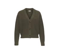 Strickjacke LASCANA, Damen, Gr. 44/46, grün (khaki), Strick, Obermaterial: 100% Baumwolle, unifarben, figurumspielend hüftlang, V-Ausschnitt, Strickjacken Strickjacke, mit V-Neck (97262418-44) khaki