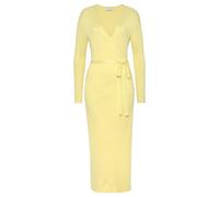 Strickkleid LASCANA "-Loungekleid" Gr. 40/42, N-Gr, gelb Damen Kleider Langarm zum wickeln mit Taillengürtel, Loungewear (36976668-40) gelb