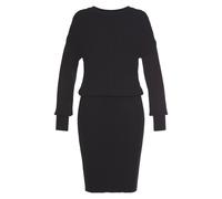 Strickkleid LASCANA Gr. 34, N-Gr, schwarz Damen Kleider Strandkleider mit Zopfmuster (70050410-34)