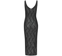 Strickkleid LASCANA, Damen, Gr. 46, N-Gr, schwarz, Strick, Obermaterial: 100% Polyacryl, unifarben, modisch, figurbetont kniebedeckend, tiefer V-Ausschnitt, ohne Ärmel, Kleider, mit Ajourmuster, trans