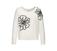 Strickpullover LASCANA, Damen, Gr. 36/38, beige, Strick, Obermaterial: 83% Polyester, 7% Polyacryl, 6% Polyamid, 4% Wolle. Besatz: 100% Polyacryl, bestickt, unifarben, figurumspielend hüftlang, tiefer