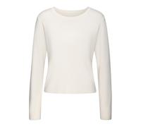 Strickpullover LASCANA, Damen, Gr. 44/46, beige (creme), Feinstrick, Obermaterial: 70% Viskose, 30% Polyamid, unifarben, modisch, figurumspielend taillenbedeckt, Rundhals, Langarm, Pullover (25883001-