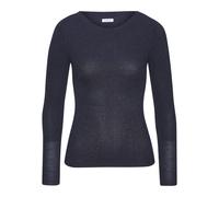 Strickpullover LASCANA, Damen, Gr. 44/46, blau (dunkelblau, silberfarben), Strick, Obermaterial: 80% Viskose, 20% metallisierte Fasern, Glitzermuster, leicht glänzend, figurbetont, U-Boot-Ausschnitt, 