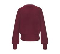 Strickpullover LASCANA, Damen, Gr. 36/38, rot (dunkelrot, meliert), Strick, Obermaterial: 65% Polyacryl, 32% Polyester, 3% Elasthan, unifarben, meliert, modisch, figurumspielend hüftlang, Rundhals, La