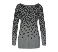 Strickpullover LASCANA Gr. 32/34, grau (grau, meliert, leo) Damen Pullover (67702630-32) grau, meliert, leo