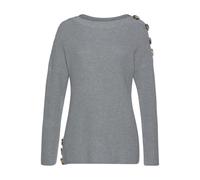 Strickpullover LASCANA, Damen, Gr. 32/34, grau (hellgrau, meliert), Strick, Obermaterial: 60% Baumwolle, 40% Polyacryl, figurumspielend Po-bedeckend, U-Boot-Ausschnitt, Pullover Strickpullover, mit Kn