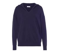 Strickpullover LASCANA, Damen, Gr. 32/34, blau (marine), Obermaterial: 50% Viskose, 28% Polyester, 22% Nylon, unifarben, Basic, bequem hüftlang, V-Ausschnitt, Rippbündchen, Pullover Strickpullover, Ka