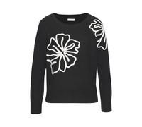 Strickpullover LASCANA, Damen, Gr. 40/42, schwarz, Strick, Obermaterial: 83% Polyester, 7% Polyacryl, 6% Polyamid, 4% Wolle. Besatz: 100% Polyacryl, bestickt, unifarben, figurumspielend hüftlang, tief