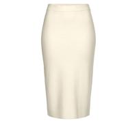 Strickrock LASCANA "mit elastischem Bund in Midilänge", Damen, Gr. 48, beige (hellbeige), Strick, Obermaterial: 50% Viskose, 28% Polyester, 22% Polyamid, unifarben, figurbetont kniebedeckend, Röcke, b