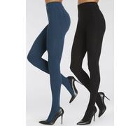 LASCANA Strickstrumpfhose Damen 1x schwarz, 1x petrol Gr.40/42
