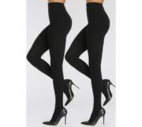 Strickstrumpfhose LASCANA Gr. 52/54, schwarz (2x schwarz) Damen Strumpfhosen Strickstrumpfhosen mit Zopfmuster (94035724-52)