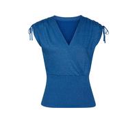 Stricktop LASCANA, Damen, Gr. 40/42, blau, Feinstrick, Obermaterial: 38% Viskose, 28% Polyester, 22% Polyamid, 12% metallisierte Fasern, unifarben, leicht glänzend, modisch, figurbetont hüftlang, V-Au