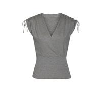 Stricktop LASCANA, Damen, Gr. 40/42, grau, Feinstrick, Obermaterial: 38% Viskose, 28% Polyester, 22% Polyamid, 12% metallisierte Fasern, unifarben, leicht glänzend, modisch, figurbetont hüftlang, V-Au