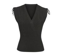 Stricktop LASCANA, Damen, Gr. 40/42, schwarz, Feinstrick, Obermaterial: 38% Viskose, 28% Polyester, 22% Polyamid, 12% metallisierte Fasern, unifarben, leicht glänzend, modisch, figurbetont hüftlang, V