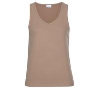 Stricktop LASCANA, Damen, Gr. 32/34, grau (taupe), Strick, Obermaterial: 68% Polyester, 30% Viskose, 2% Elasthan, unifarben, V-Ausschnitt, Tops Stricktop, mit breiten Trägern, Loungewear (26662029-32)