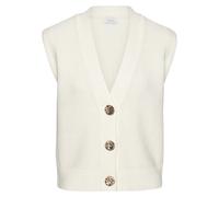 Strickweste LASCANA "Amira", Damen, Gr. 32/34, creme, Strick, Obermaterial: 60% Baumwolle, 40% Polyacryl, unifarben, figurumspielend taillenbedeckt, tiefer V-Ausschnitt, Westen Strickweste, mit golden